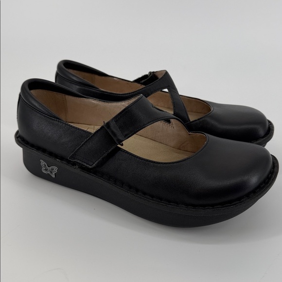 Alegria Dayna Black Napa Leather Mary Jane Velcro Strap Easy On EU 37 US7-7.5 - Picture 4 of 12